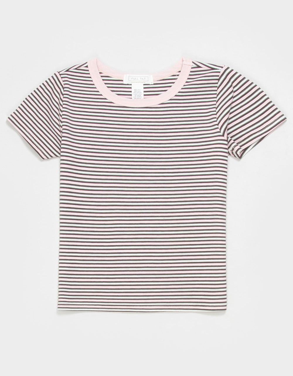 FULL TILT Essentials Girls Stripe Ringer Tee - PINK COMBO