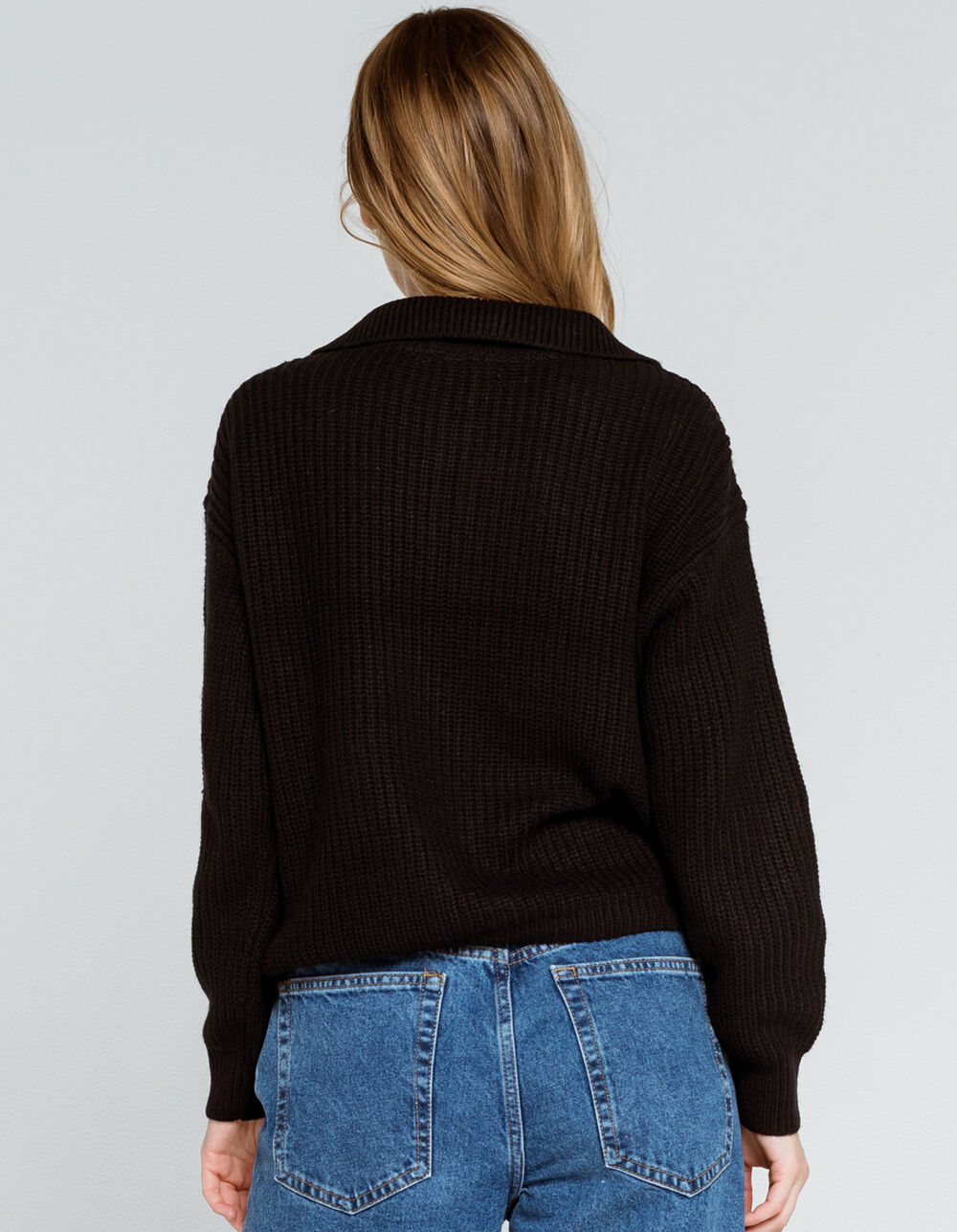 Half Zip Womens Black Pullover Sweater 