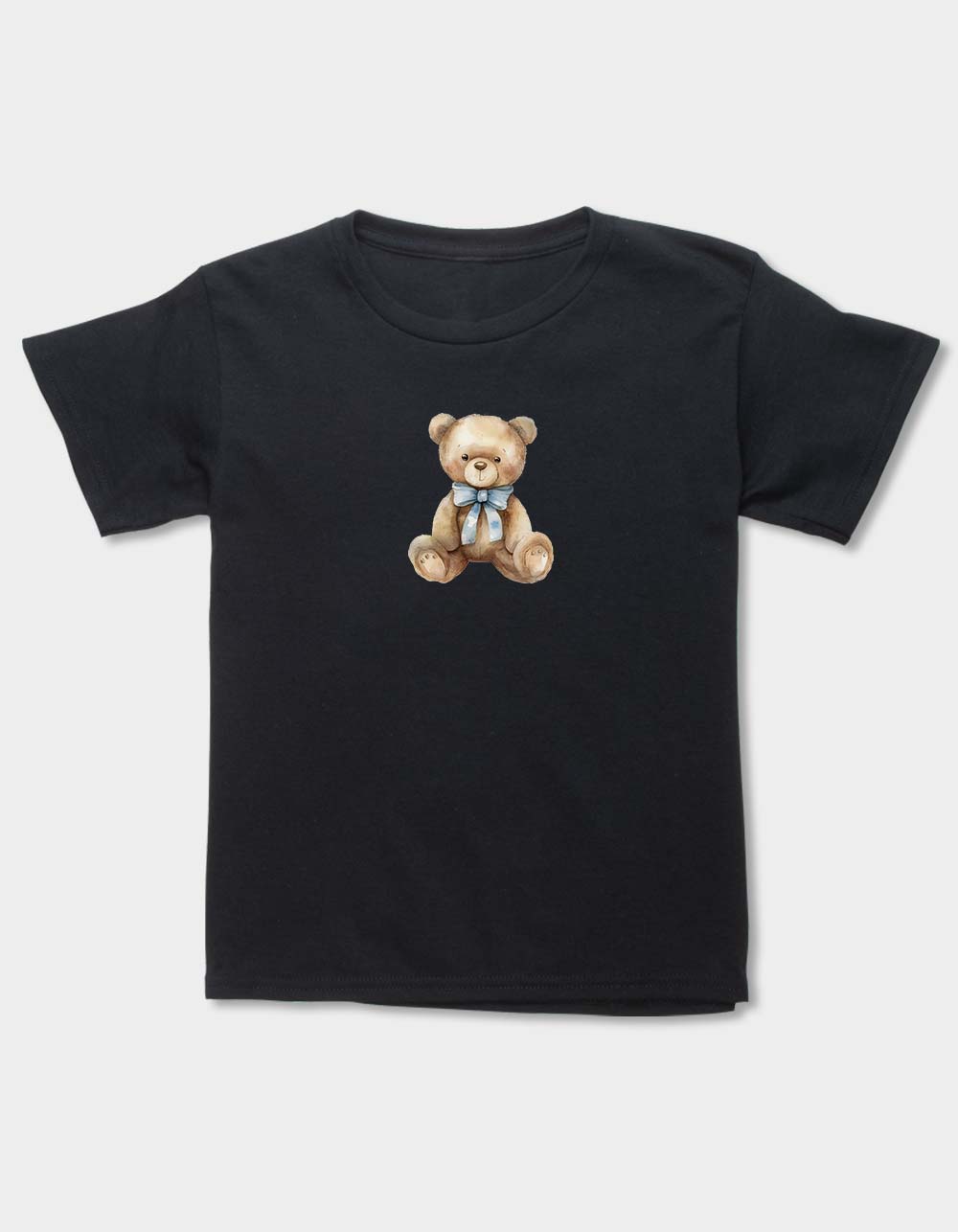 BEAR Soft Blue Bow Unisex Kids Tee - BLACK