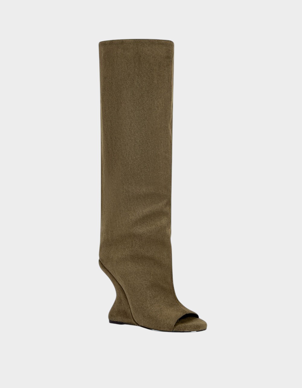 AZALEA WANG Vincent Peep Toe Wedge Womens Boots - OLIVE