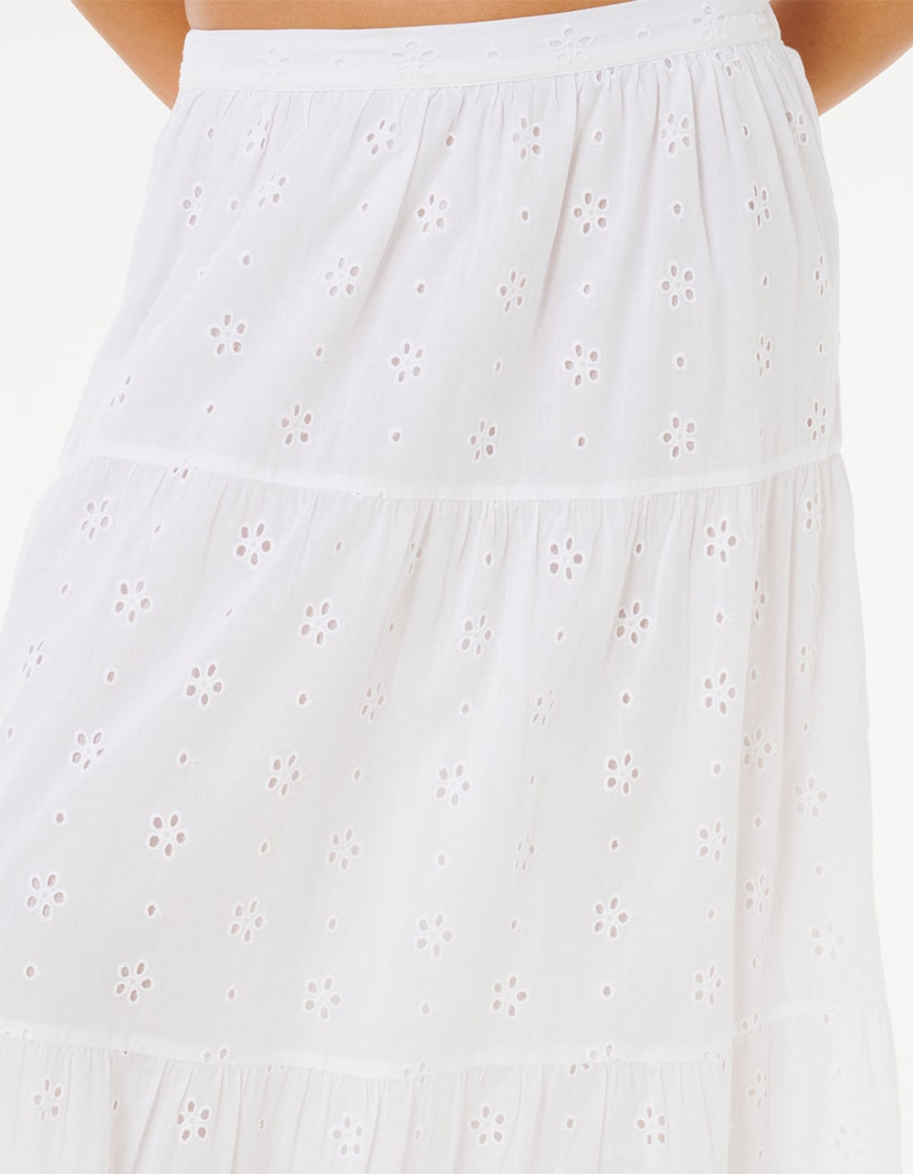 RIP CURL Oasis Womens Broderie Maxi Skirt - WHITE