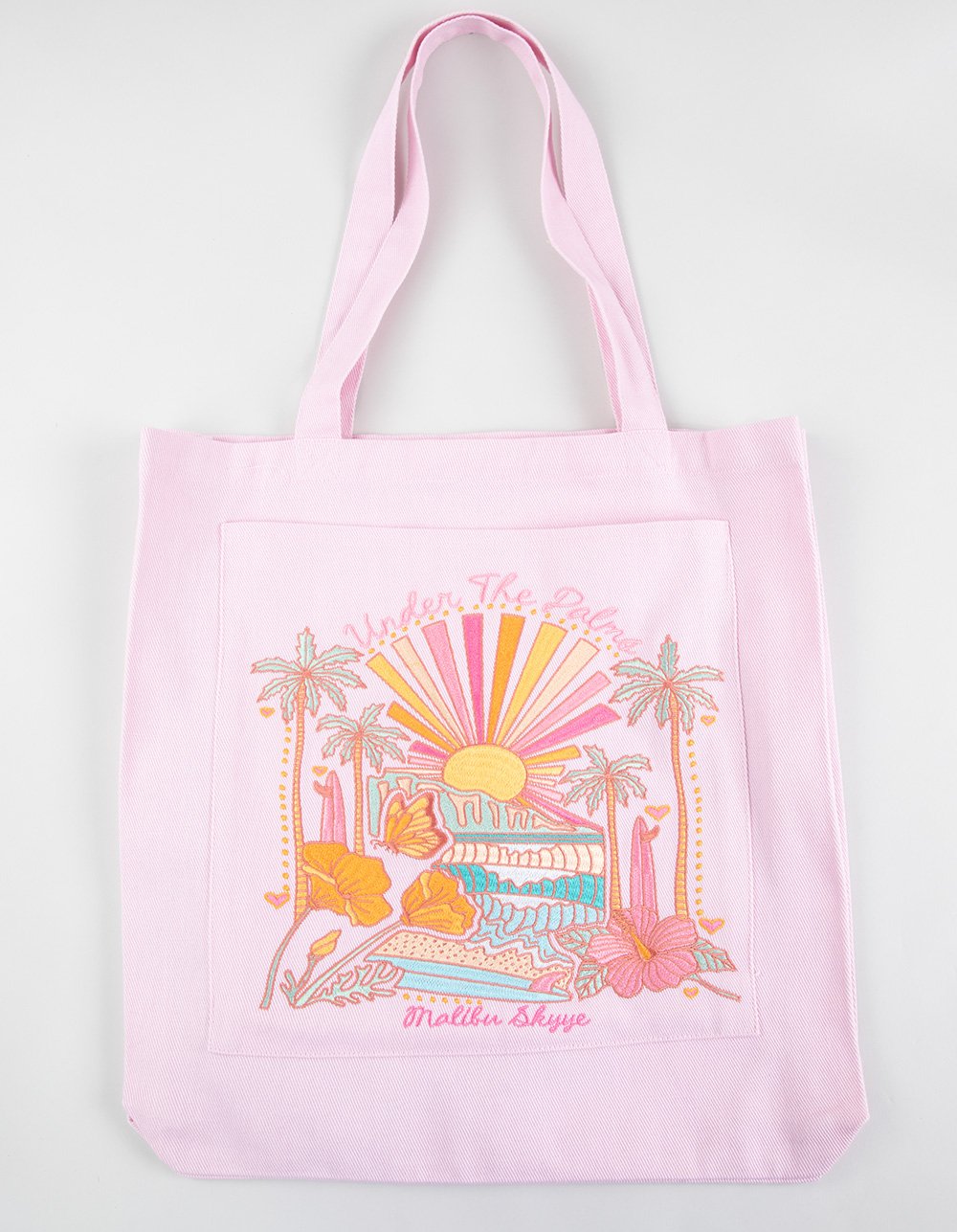 MALIBU SKYYE Under The Palms Embroidered Tote Bag - PINK