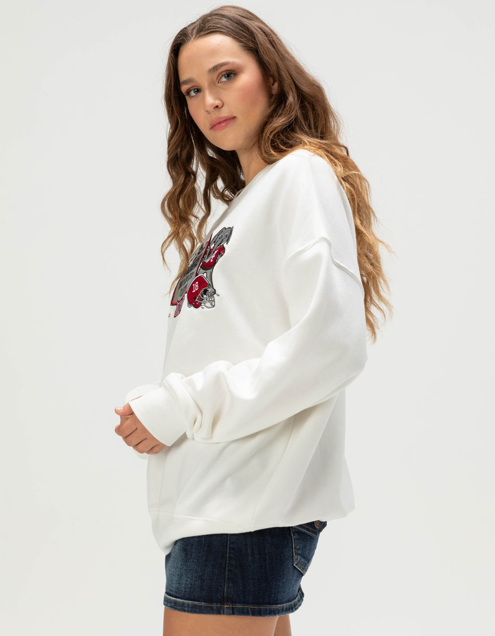 GAMEDAY SOCIAL University of Alabama Womens Crewneck Sweatshirt - WHITE
