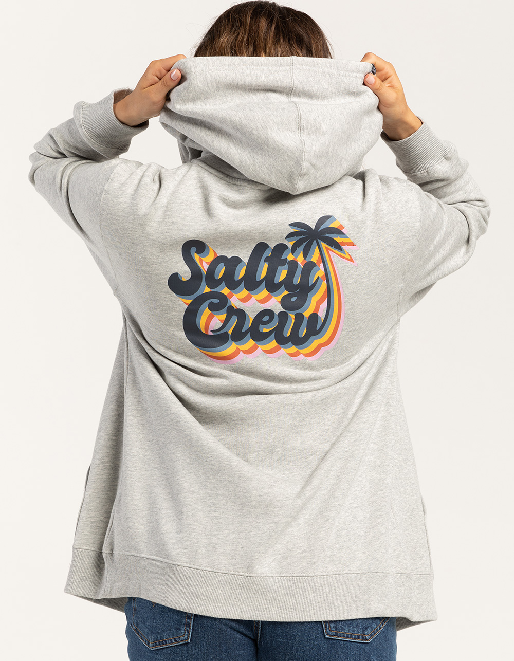 SALTY CREW Salty Seventies Womens Zip-Up Hoodie - GRAY