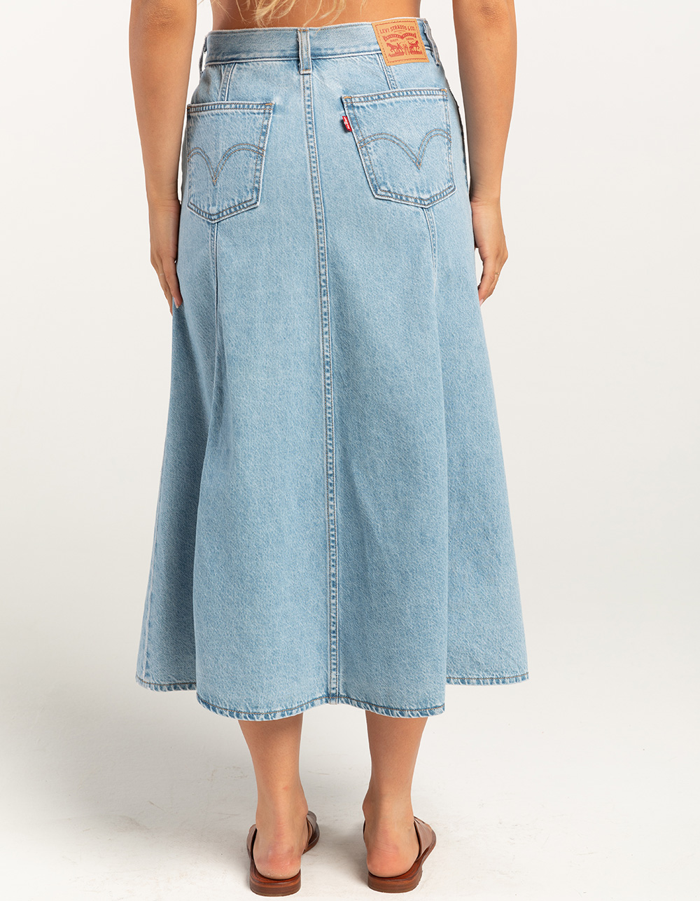 LEVI'S Fit And Flare Womens Denim Midi Skirt - I Will - SUPER SLUB