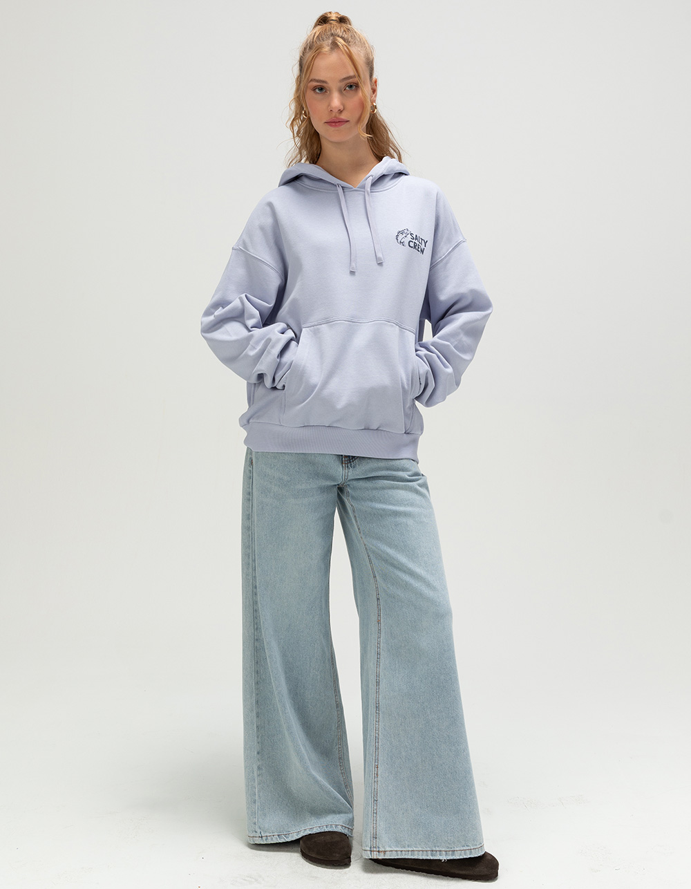 SALTY CREW Bait Shop Womens Hoodie - LIGHT BLUE