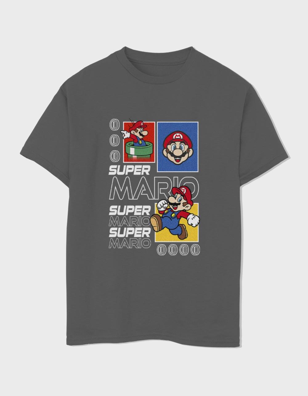 SUPER Mario Future Unisex Kids Tee - CHARCOAL