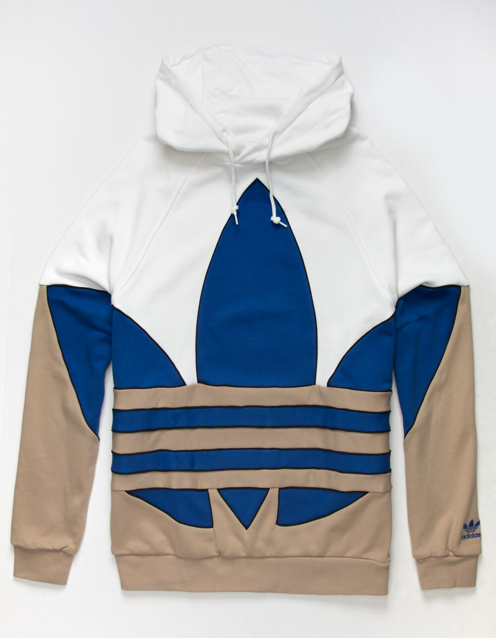 ADIDAS Big Trefoil Outline Colorblock Mens Hoodie - WHITE/BLUE/TAN | Tillys | Sweatshirts