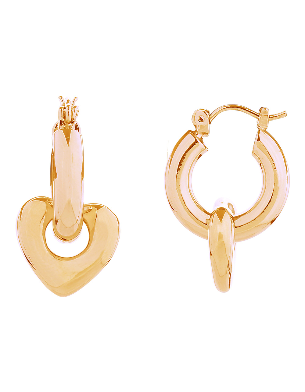 DO EVERYTHING IN LOVE 14K Gold Dipped Link Heart Pin Catch Earrings
