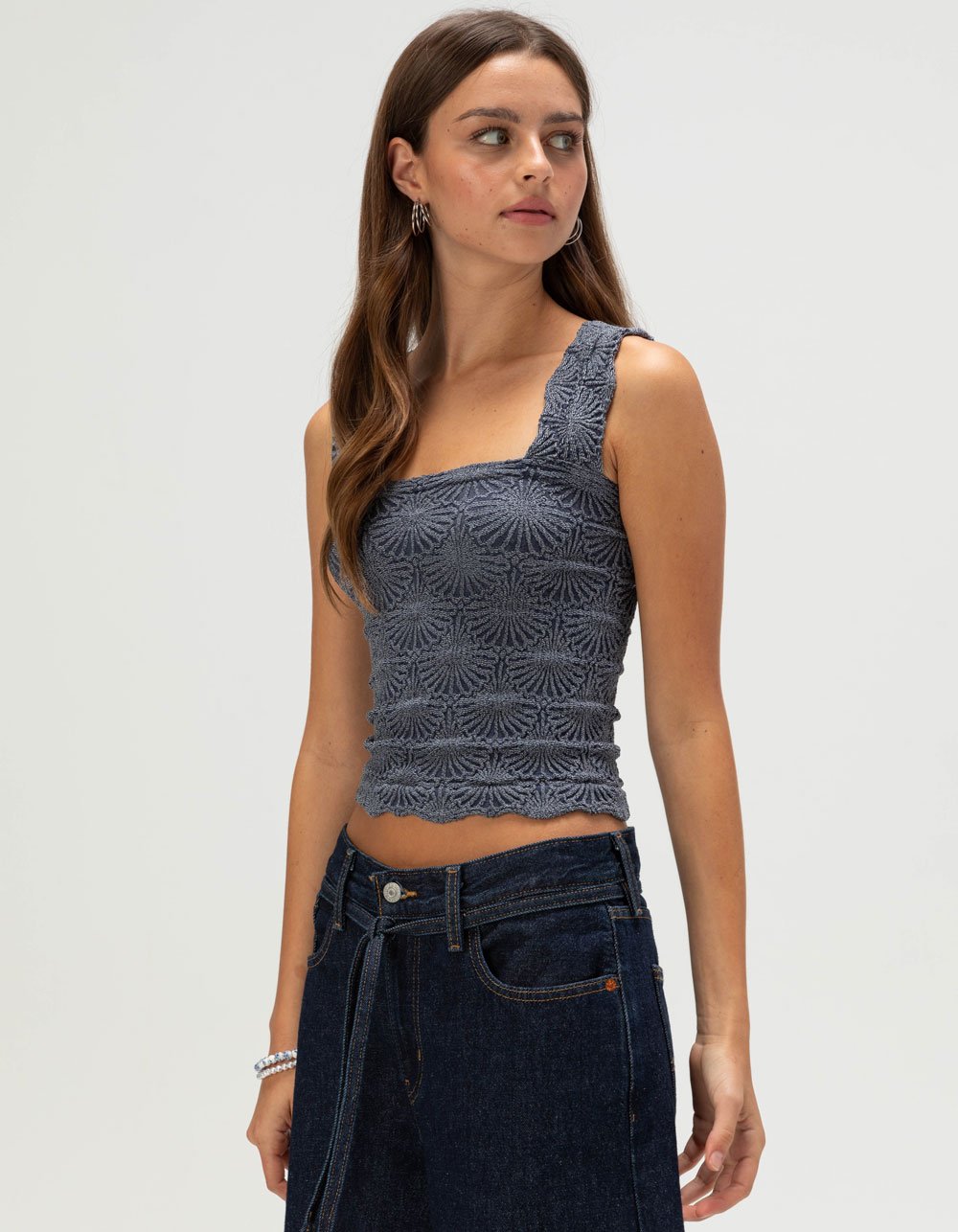 FREE PEOPLE Seamless Love Letter Womens Cami - DARK BLUE