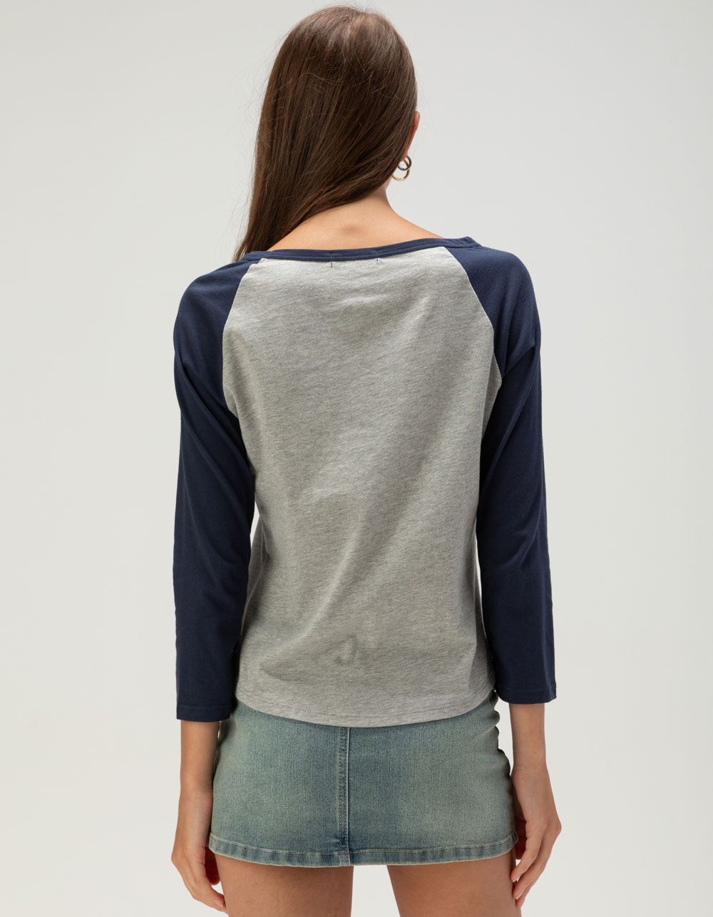 RSQ Womens California Baseball Long Sleeve Tee - BLUE