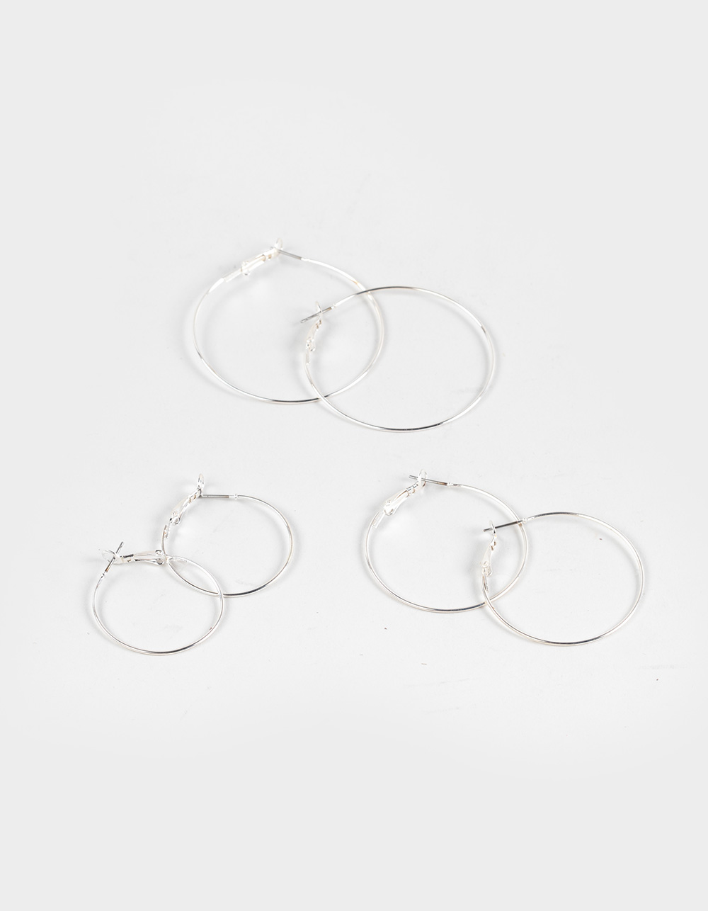 FULL TILT 3 Pack Thin Hoop Earrings - SILVER