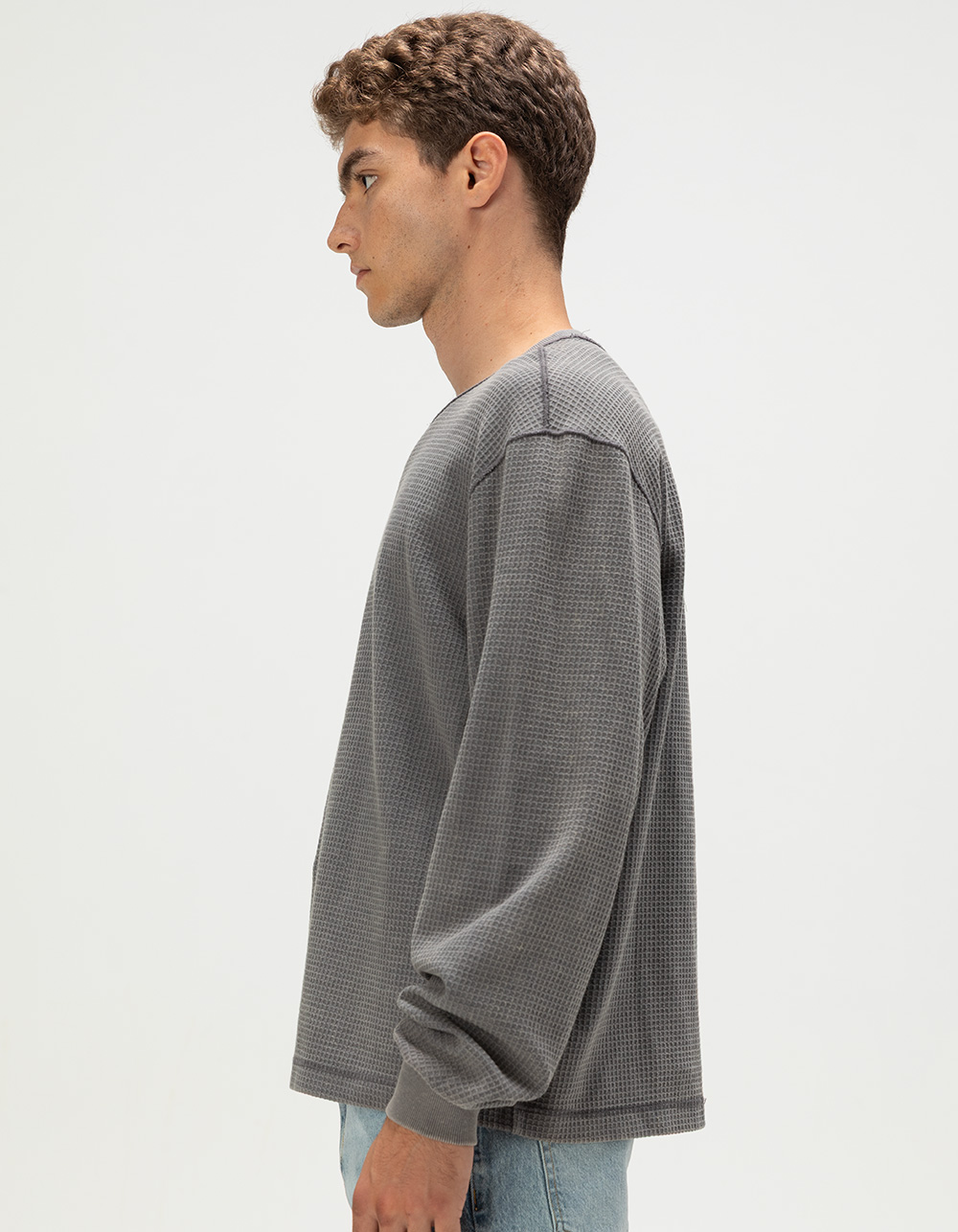 RSQ Mens Washed Boxy Thermal - GRAY