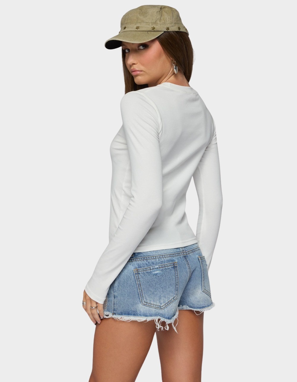 EDIKTED 1980 Cali Long Sleeve Tee - WHITE