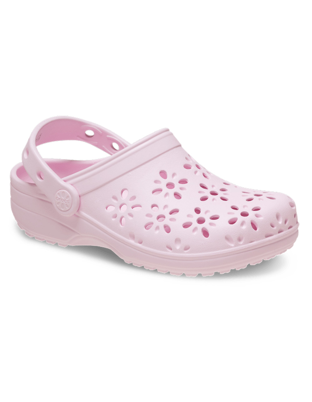 CROCS Floral Cut-Out Girls Classic Clogs - LIGHT PINK