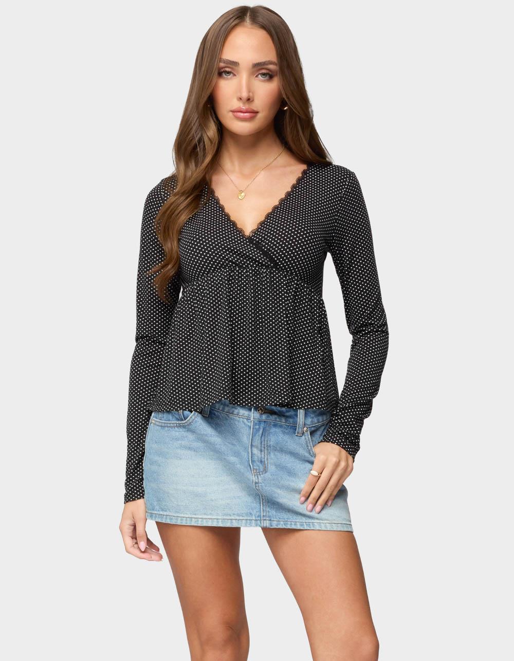 EDIKTED Kenzie Long Sleeve Babydoll Top