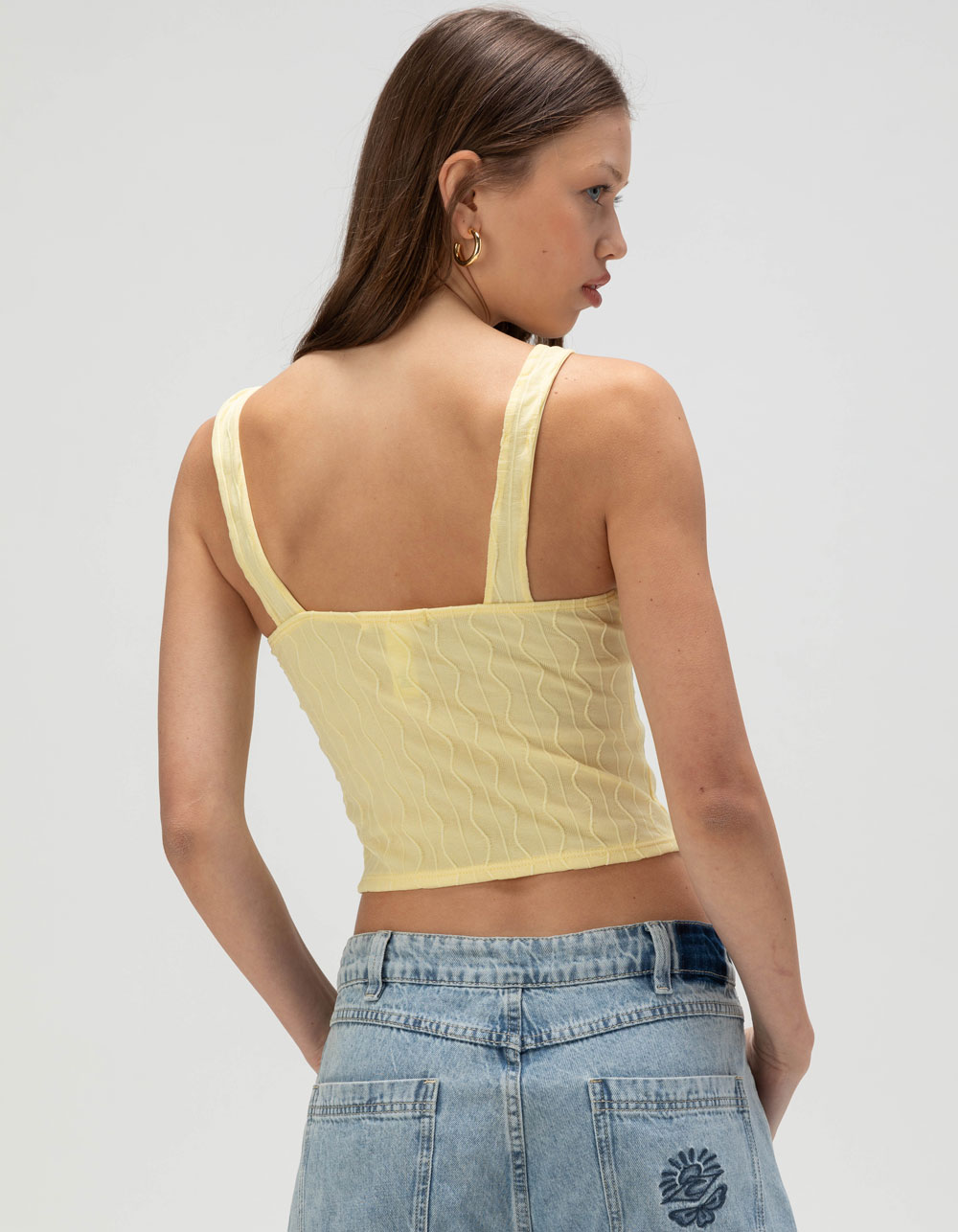 FULL TILT Hook And Eye Texture Womens Tank Top - YELLOW