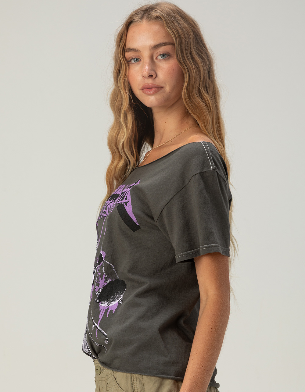 METALLICA Off The Shoulder Womens Tee - BLACK