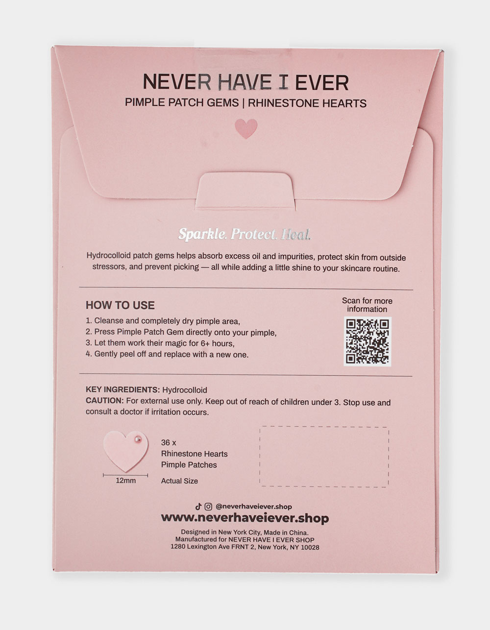 NEVER HAVE I EVER Rhinestone Hearts Pimple Patch Gems - PINK