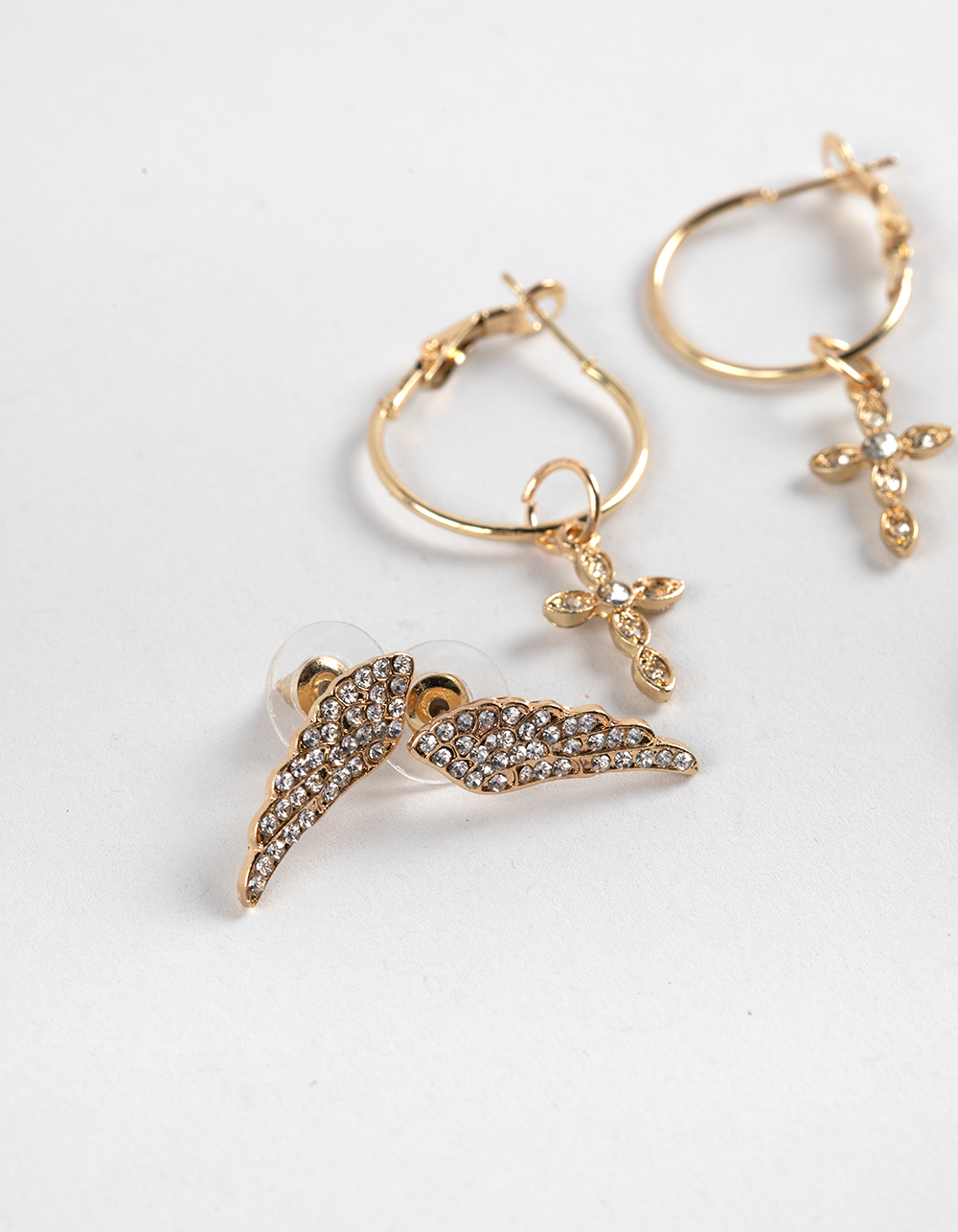 FULL TILT 3 Pack Wing Cross Earrings - GOLD