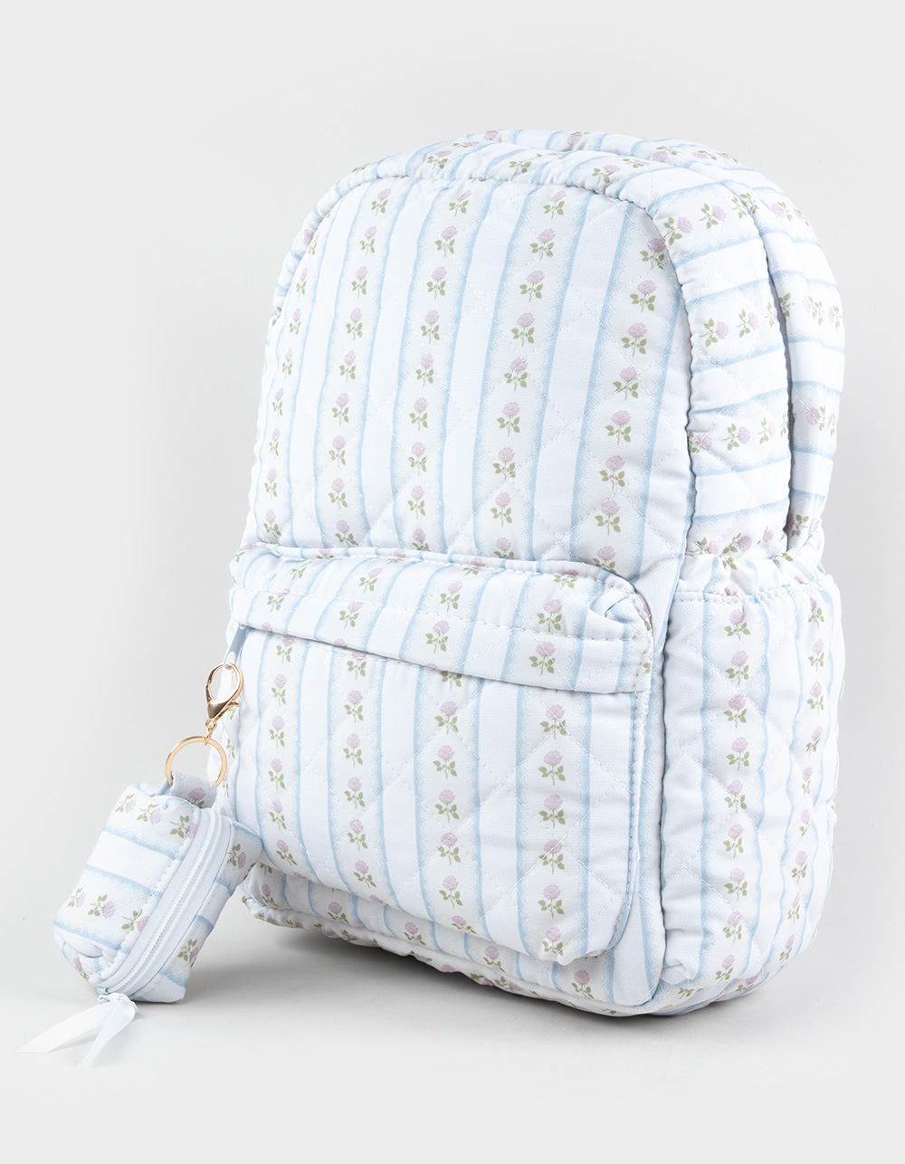 TILLYS Quilted Floral Stripe Backpack - WHITE COMBO