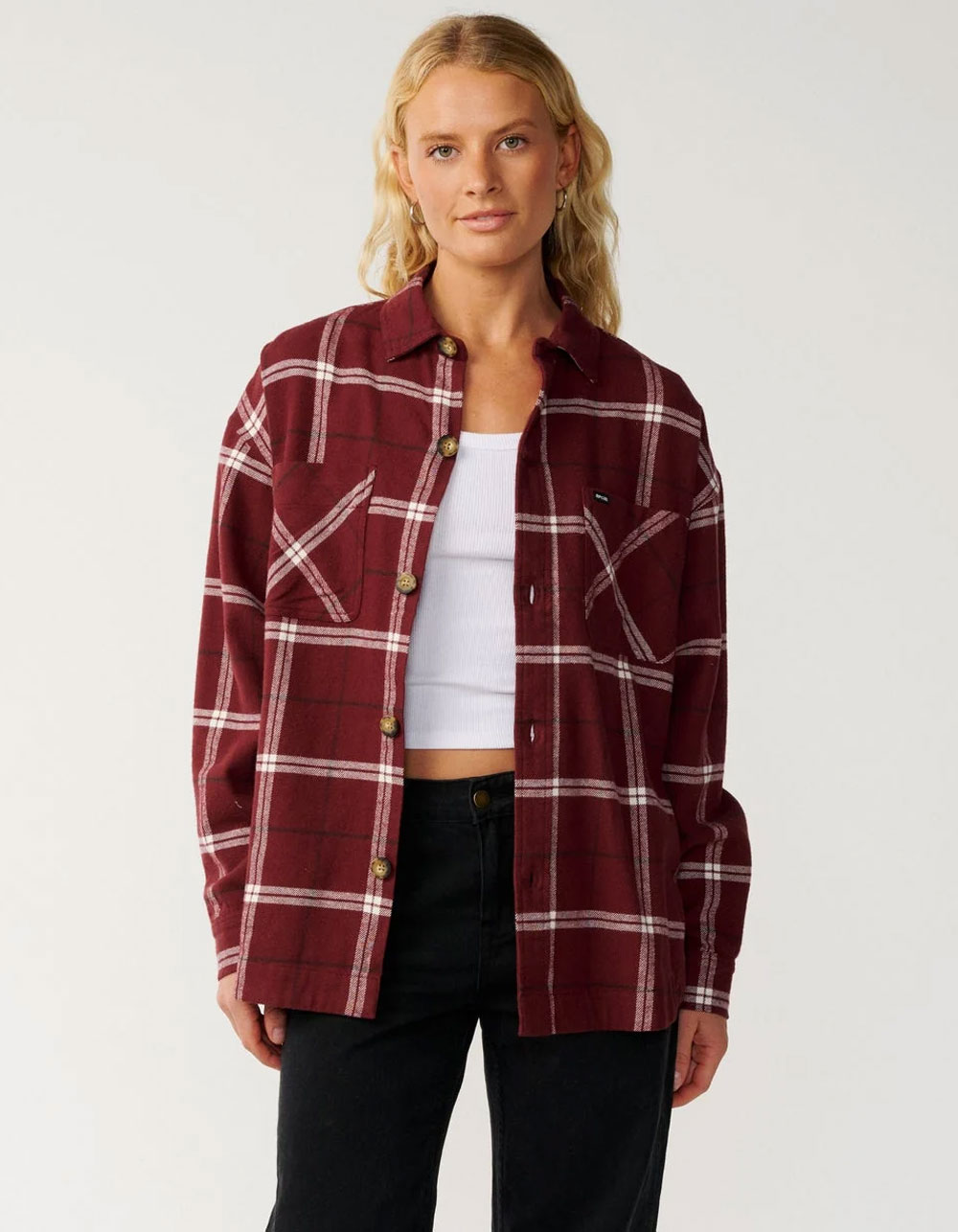 RIP CURL Venture Womens Flannel - BURGUNDY