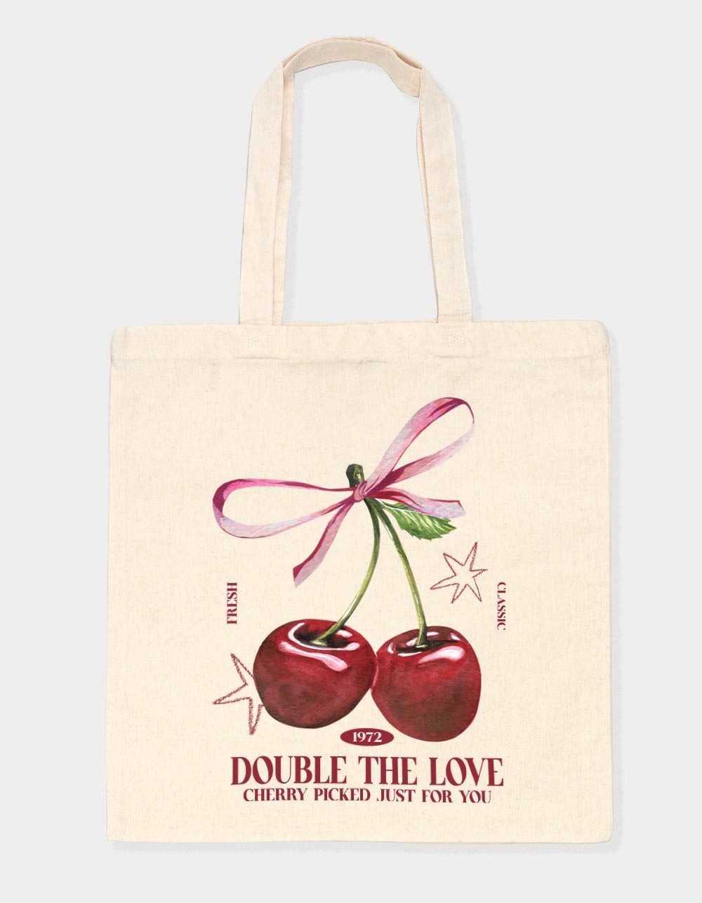 CHERRIES Double The Love Unisex Tote Bag - NATURAL