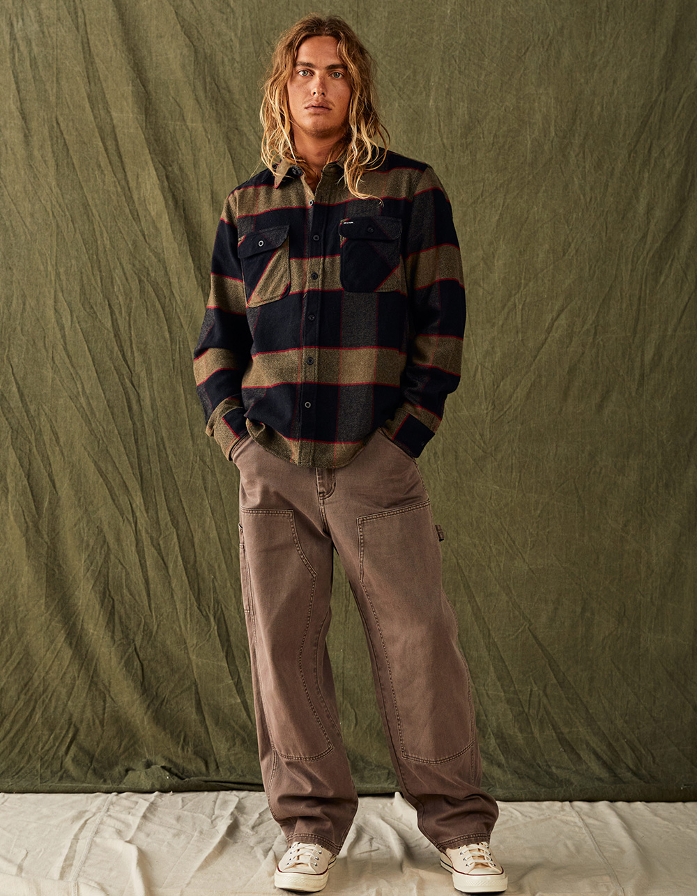 BRIXTON Bowery Mens Flannel - HEATHER GRAY