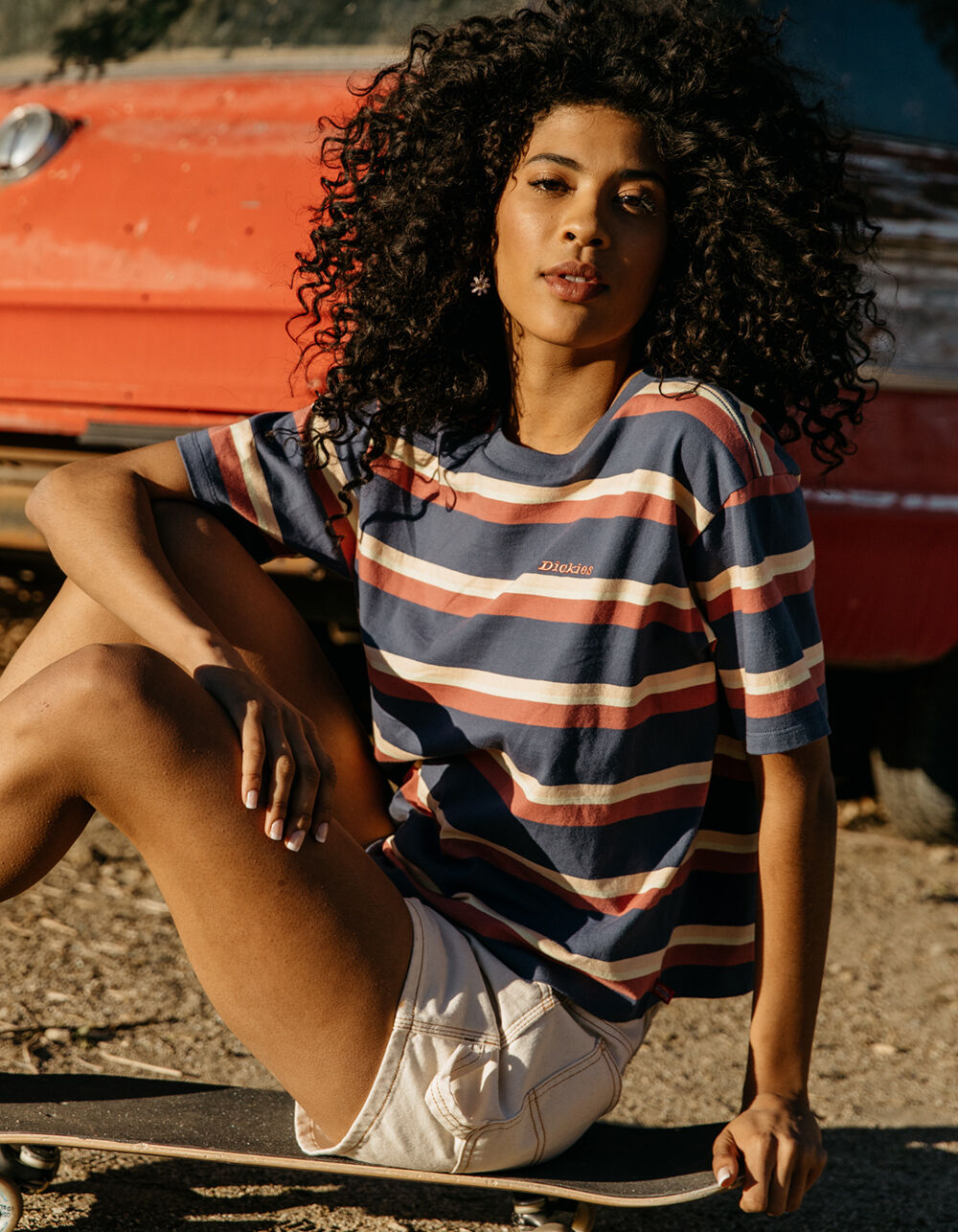 DICKIES Striped Tombo Womens Tee - NAVY COMBO | Tillys