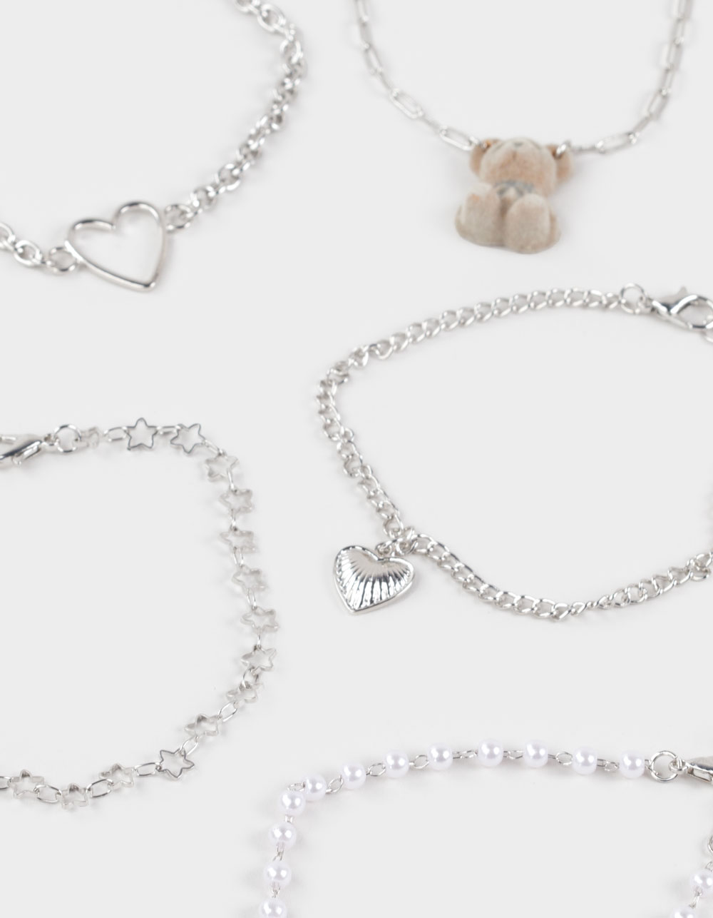 FULL TILT Teddy Bear/Croissant/Heart Bracelets - SILVER