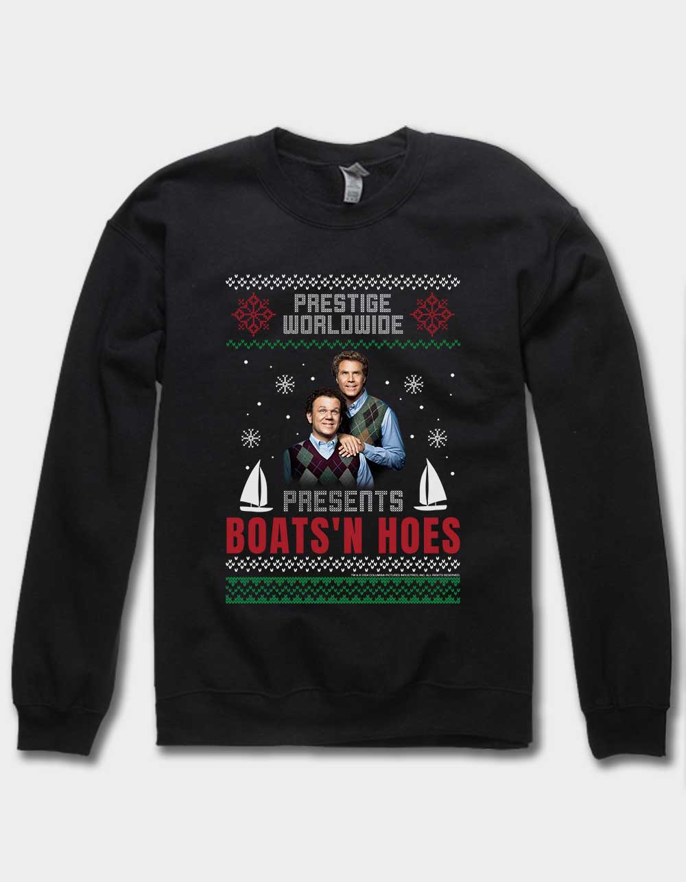 STEP BROTHERS Prestige Worldwide Boats Unisex Crewneck Sweatshirt - BLACK