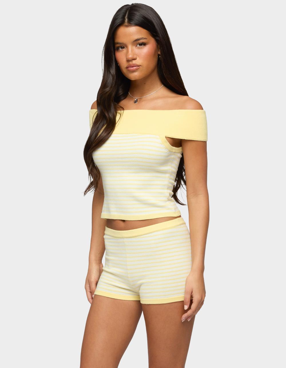 EDIKTED Camil Striped Knit Top - YELLOW