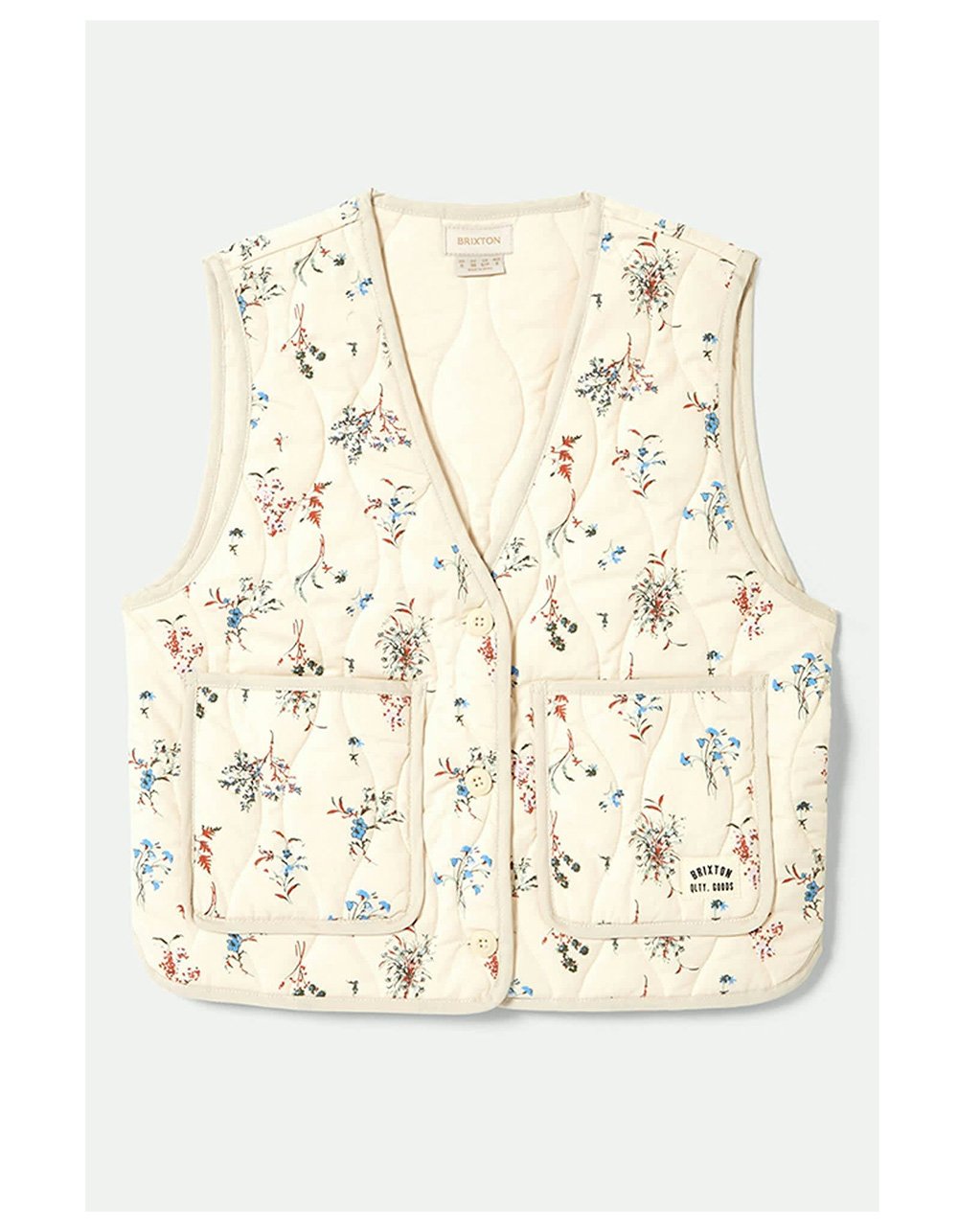 BRIXTON Field Womens Floral Quilted Vest - WHITE/MULTI