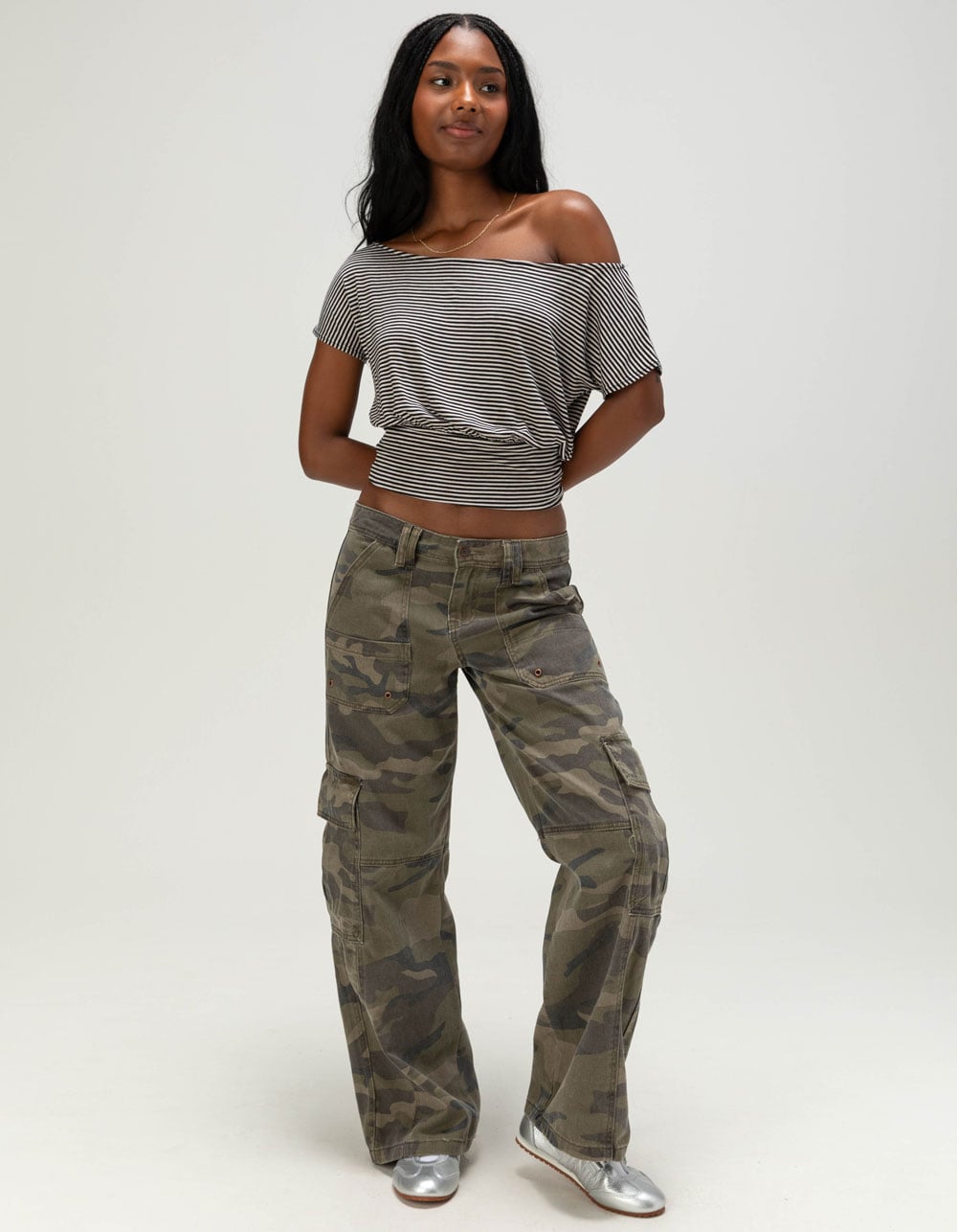 FULL TILT Womens Off The Shoulder Banded Bottom Top
