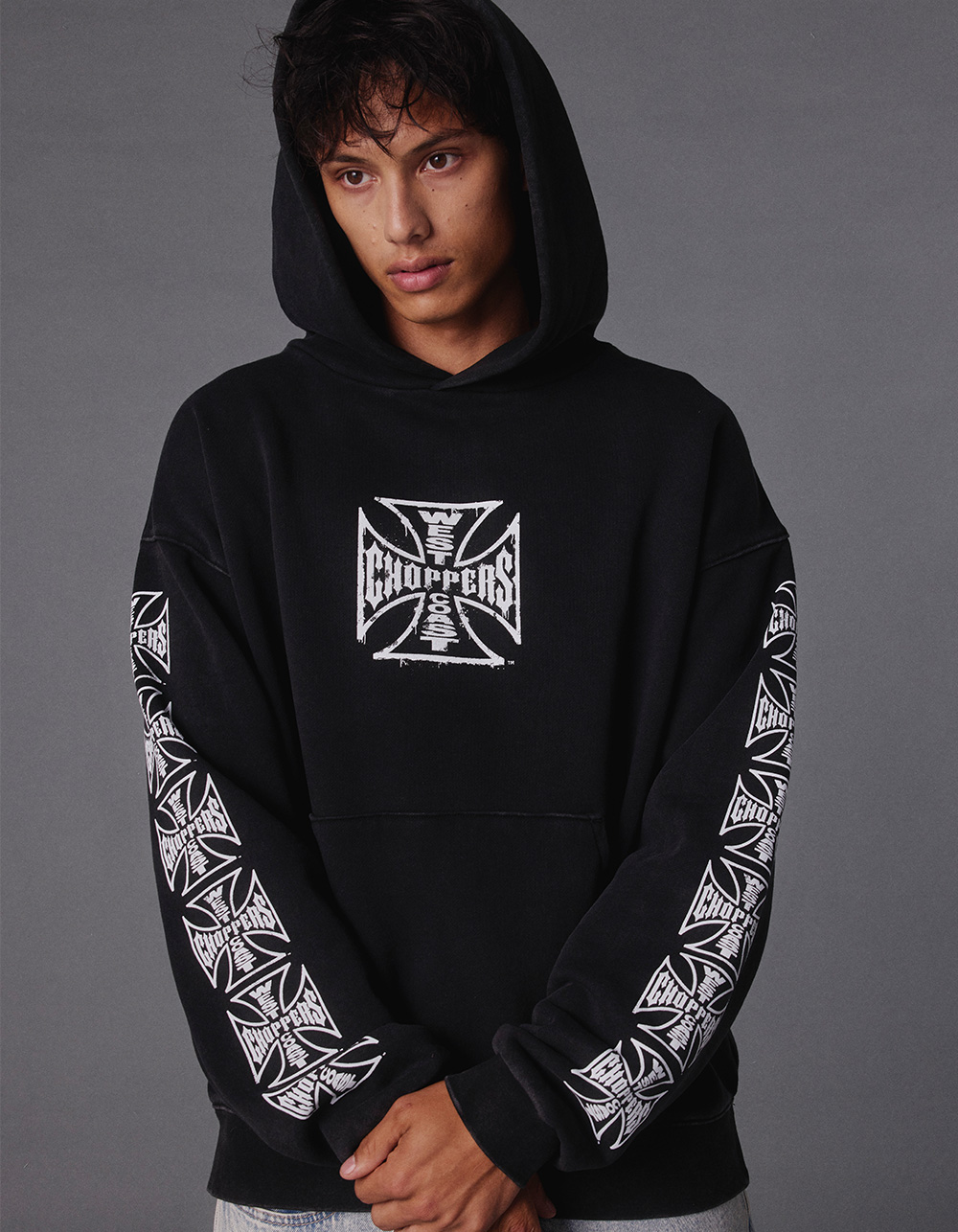 WEST COAST CHOPPERS Core Logo Mens Hoodie - WASHED BLACK