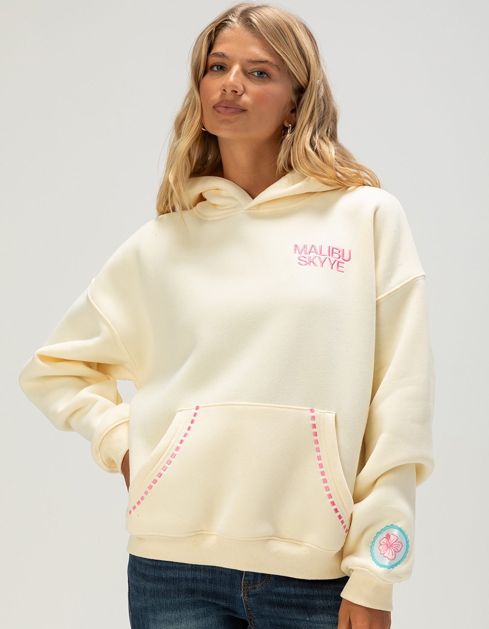 MALIBU SKYYE Stamps Womens Hoodie - YELLOW