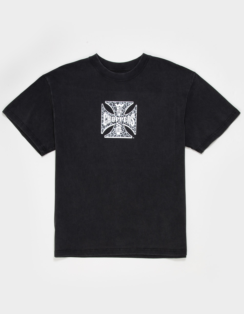 WEST COAST CHOPPERS Leopard Fill Mens Tee - WASHED BLACK