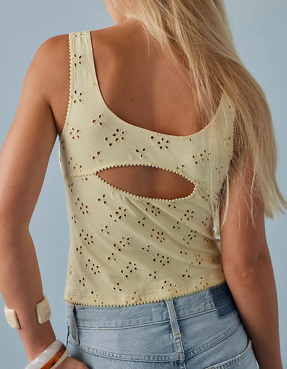 FREE PEOPLE Full Bloom Womens Eyelet Cami - YELLOW