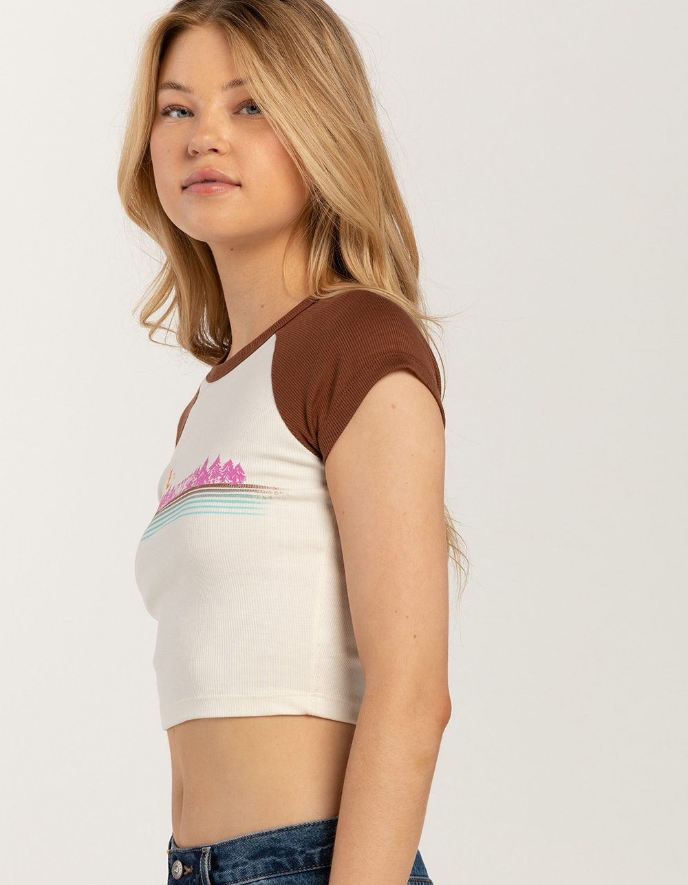 ROXY Forest By Night Womens Raglan Baby Tee - WHITE COMBO