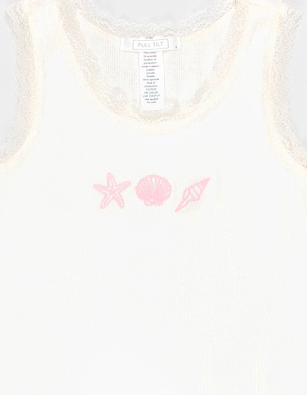 FULL TILT Beach Girls Embroidered Lace Tank Top - CREAM