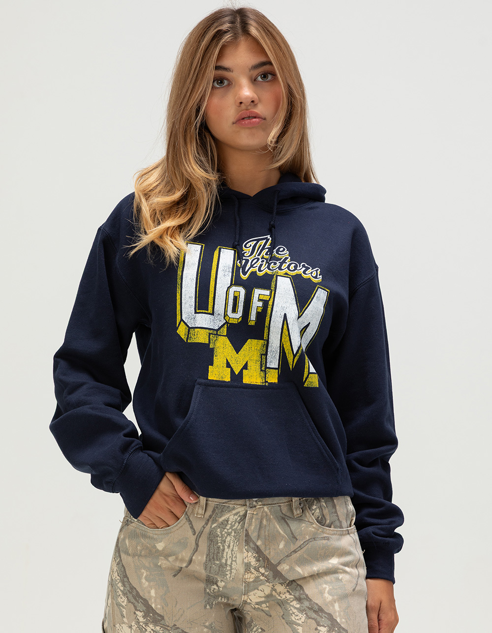 ORIGINAL RETRO BRAND University of Michigan Womens Hoodie - NAVY