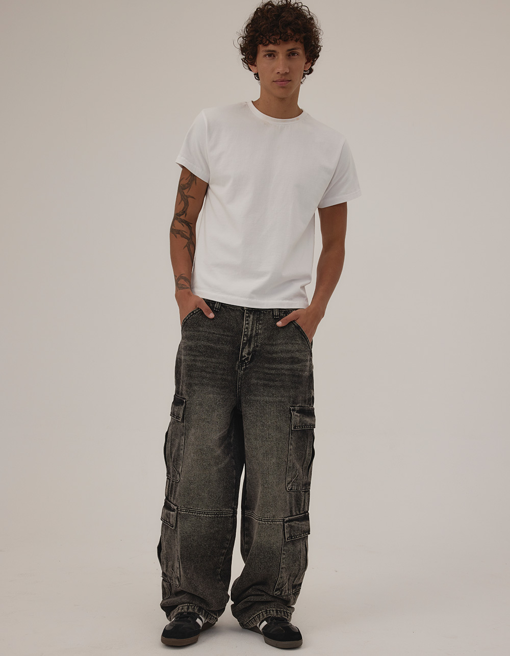 RSQ Mens Extra Baggy Cargo Jeans - BLACK