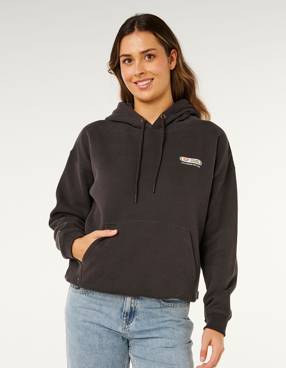RIP CURL Surf Revival Heritage Womens Hoodie - WASHED BLACK