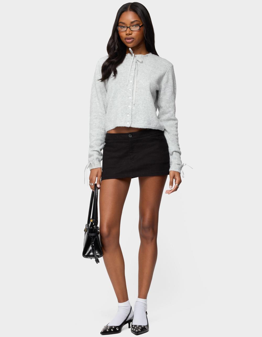 EDIKTED Vickie Ribbon Knit Cardigan - GRAY