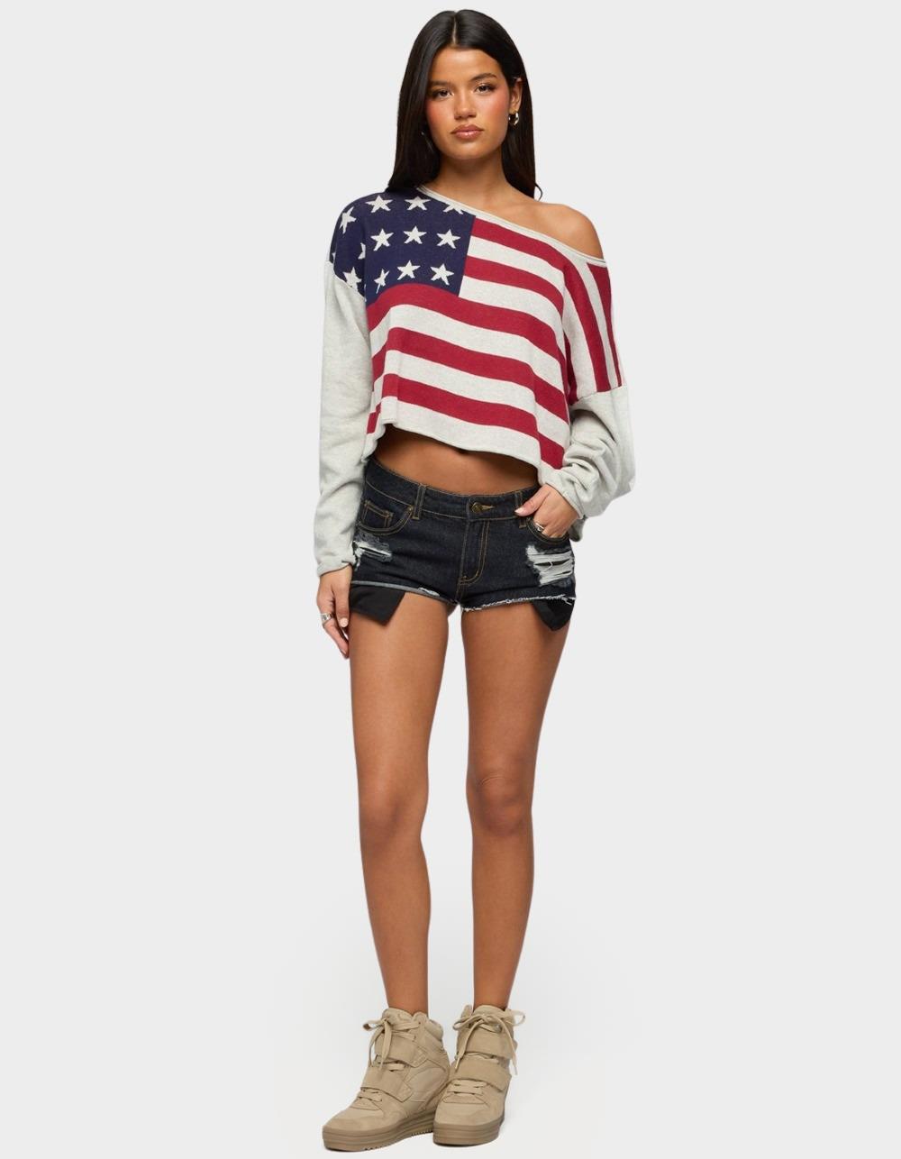 EDIKTED Usa Off Shoulder Sweater - WHITE