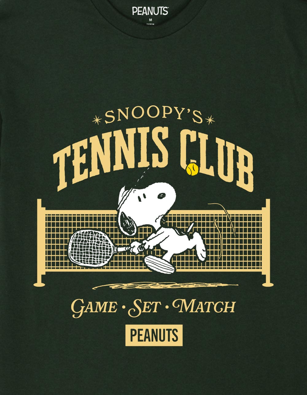 PEANUTS Snoopy's Tennis Club Unisex Tee - FOREST