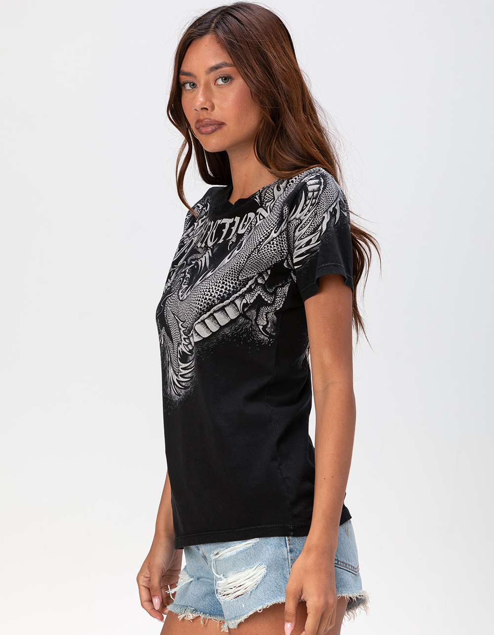 AFFLICTION Ryu Moon Womens Tee - BLACK