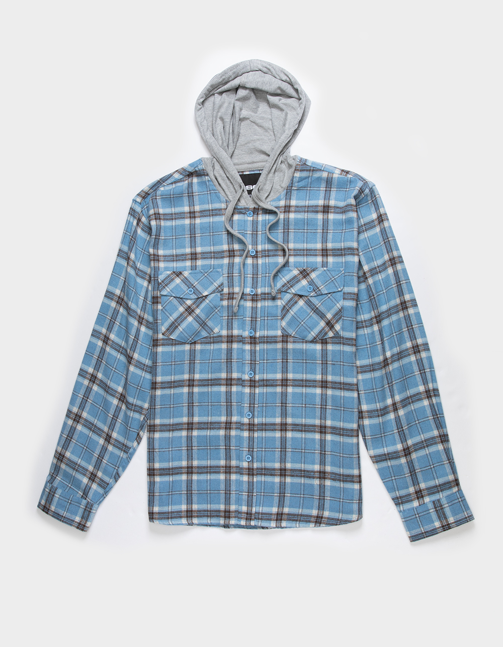 RSQ Mens Plaid Hooded Flannel - LIGHT BLUE