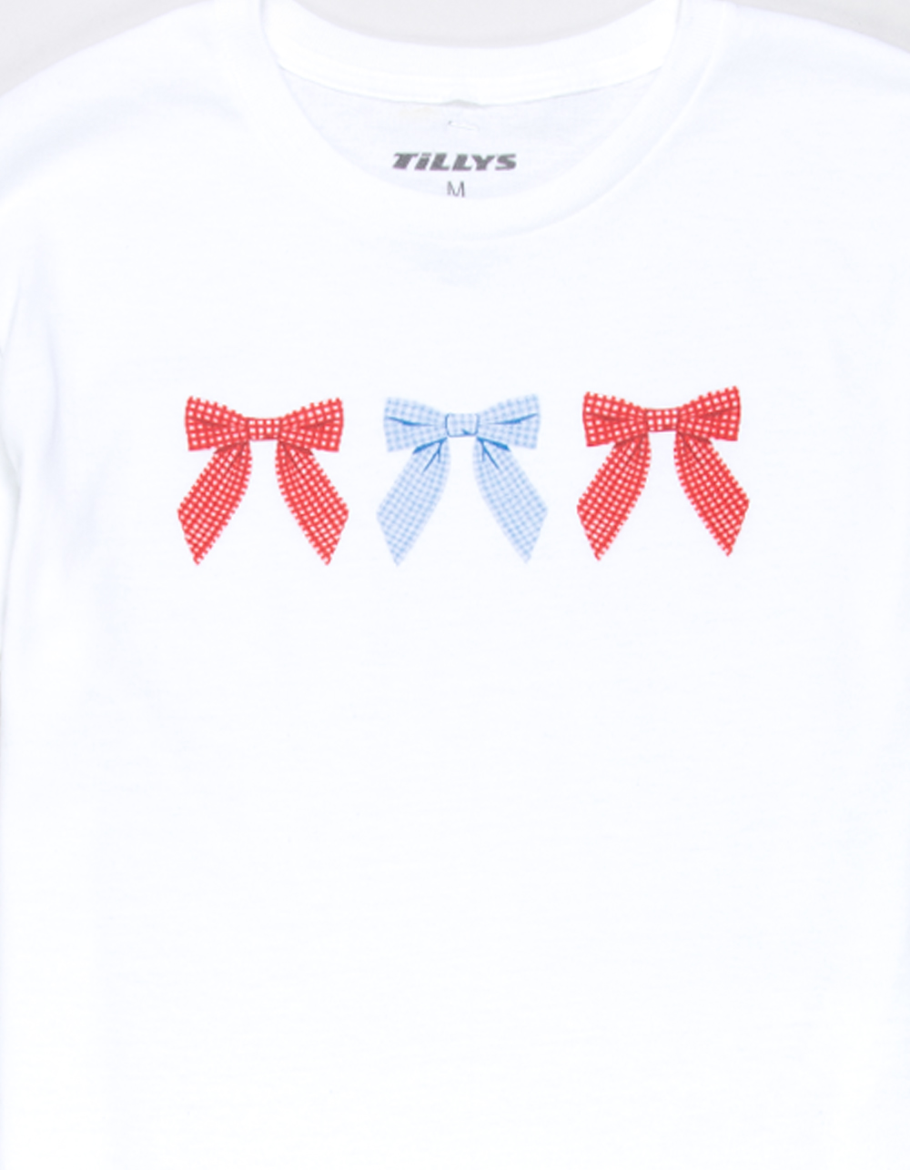 BOW Gingham Trio Unisex Kids Tee - WHITE