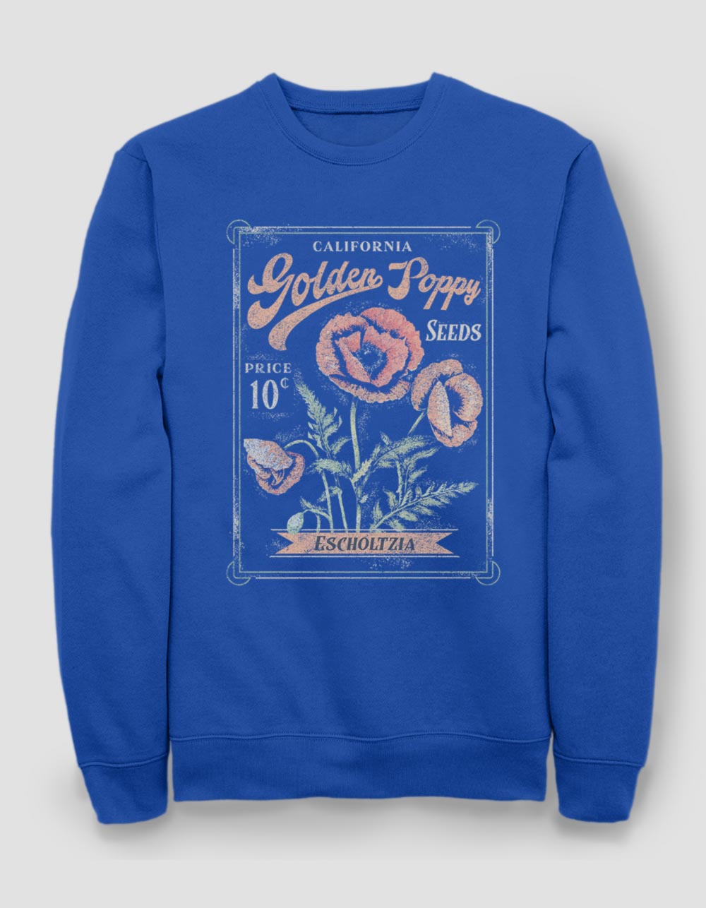 CALIFORNIA Poppy Seeds Unisex Crewneck Sweatshirt - ROYAL